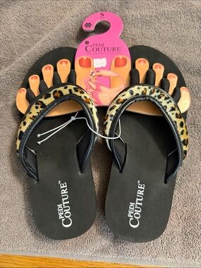 Leopard Print Black Women's Pedicure Sandals
